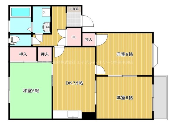 シャンブル女池B棟の物件間取画像